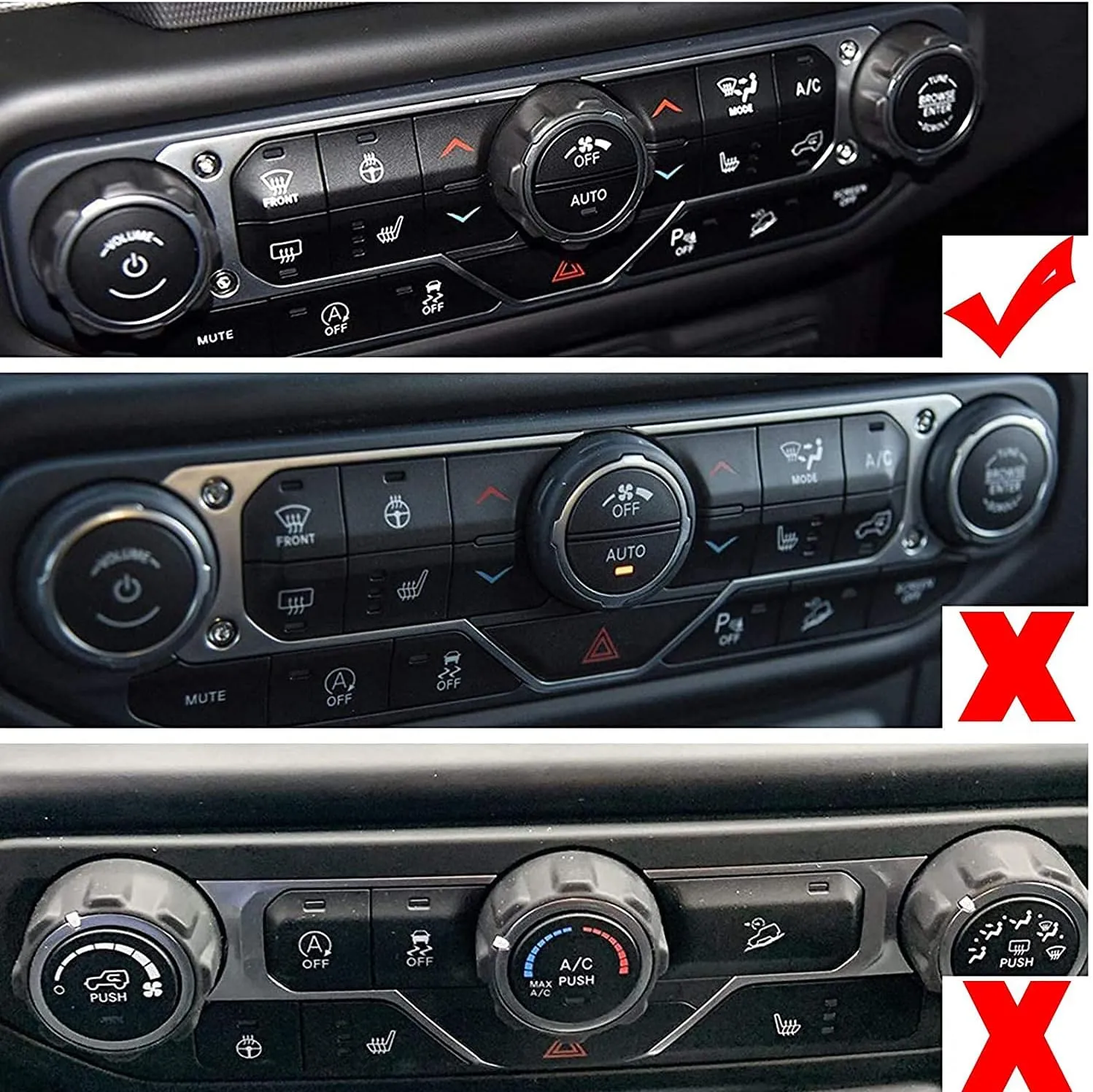 Voodonala Air Conditioner Headlight Center Consoles Switch Knob Cover Trim for 2018-2025  Jeep Wrangler JL JLU Gladiator JT 4xe Interior Accessories, Black Aluminum Alloy 4pcs