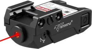 Votatu H3L-R Strobe Tactical Red Laser Sight, Aluminum Metal Construction Pistol Mount Ultra Low Profile Red Beam Laser Sight with Magnetic USB Charging, Ambidextrous Control