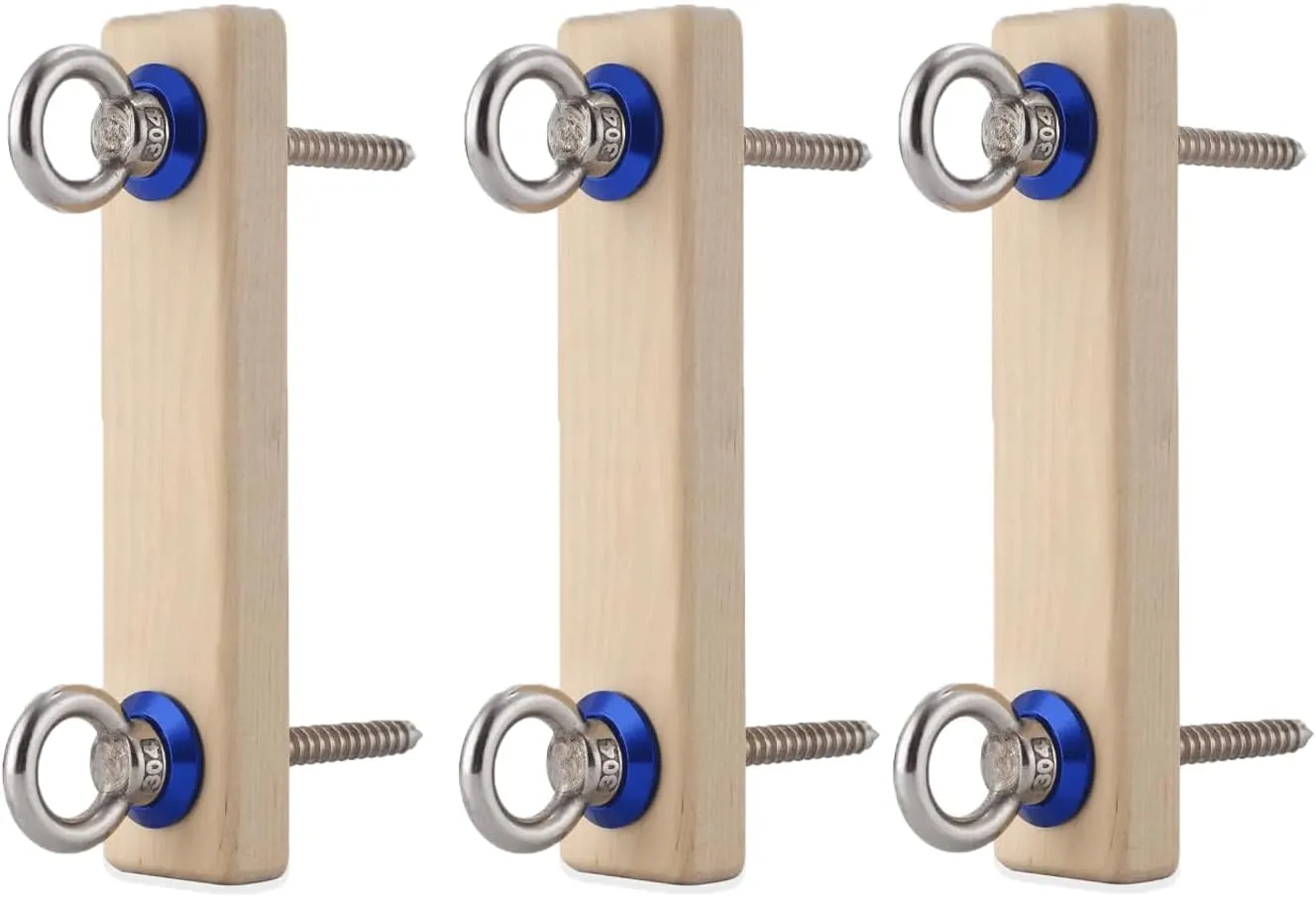 Wall Anchor for Resistance Bands & Suspension Trainers – Heavy Duty Wooden Wall Mount with Stainless Steel Eye Bolts – Home Gym, Physical Therapy, 1400 lbs Capacity – 3-Pack