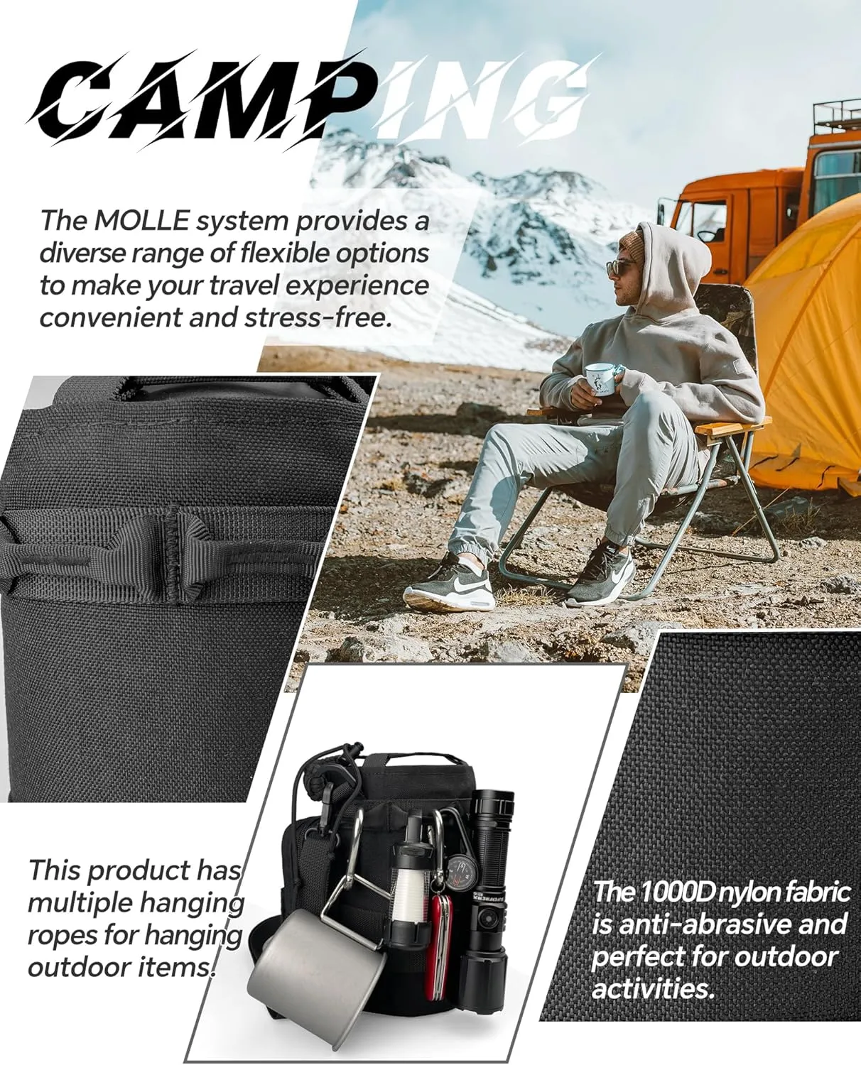 Water Bottle Sleeve - Water Jug Holder with Strap Cross-Body Bottle Carrier with MOLLE System Tactical Military Style Bag