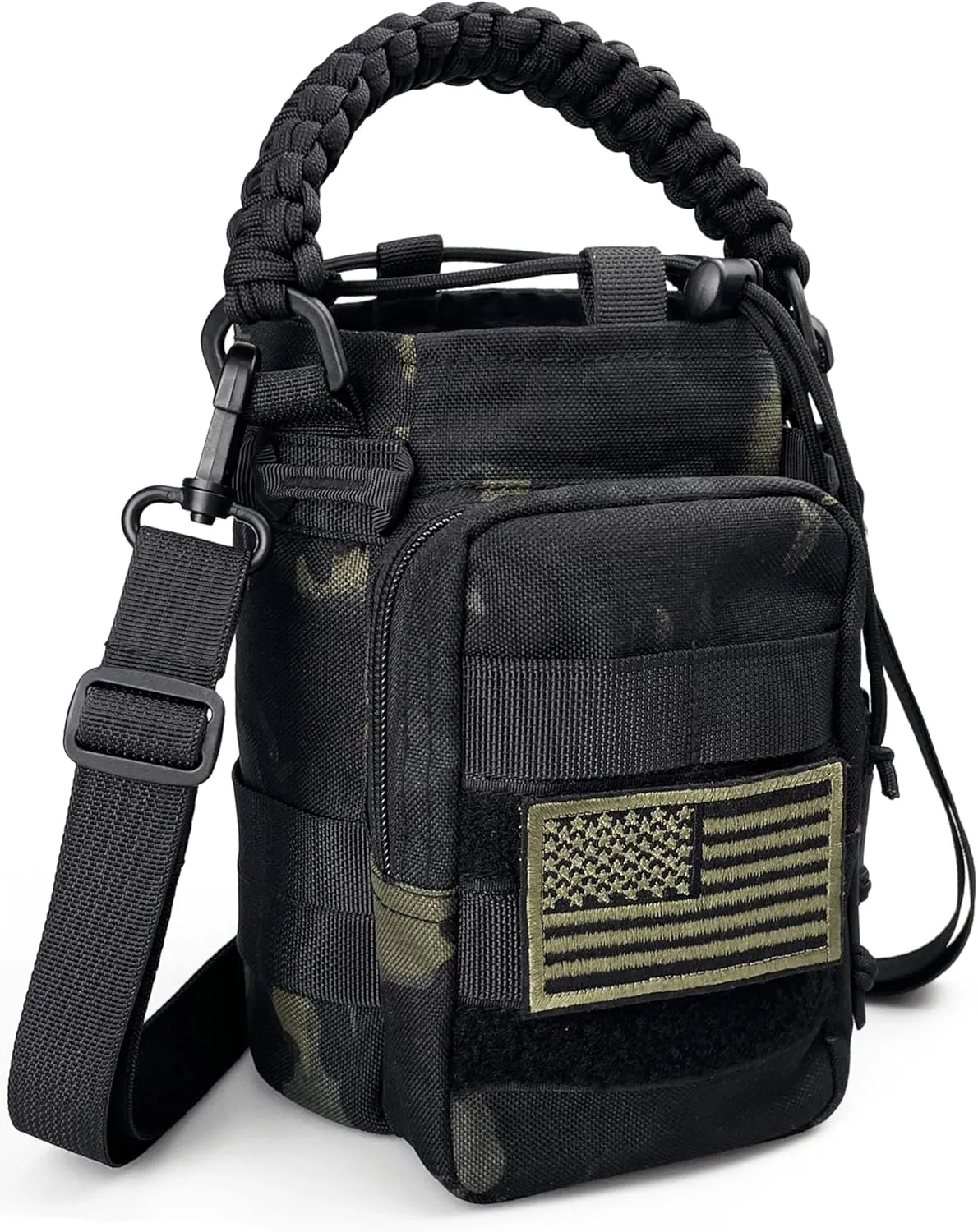 Water Bottle Sleeve - Water Jug Holder with Strap Cross-Body Bottle Carrier with MOLLE System Tactical Military Style Bag