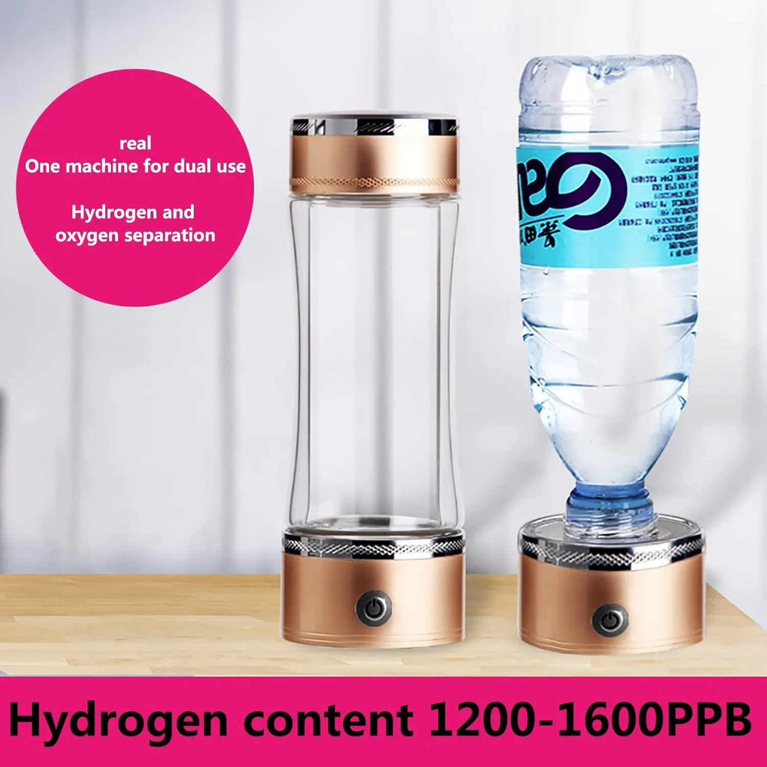 Water Purifiers, Hydrogen Rich Water Bottle Hydrogen Alkaline Water Generator Ionizer USB Rechargeable Portable SPE/PEM Technology 3-Min Make Hydrogen Content Up to 1200-1600 PPB High Concentration