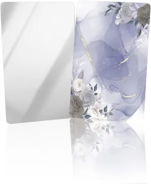 Watercolor Flowers Violet Marble Small Compact Mirror for Purse, Watercolor Flowers Violet Marble Travel Makeup Mirror for Women Men, Rectangular Handheld Compact Pocket Mirror 2 PCS