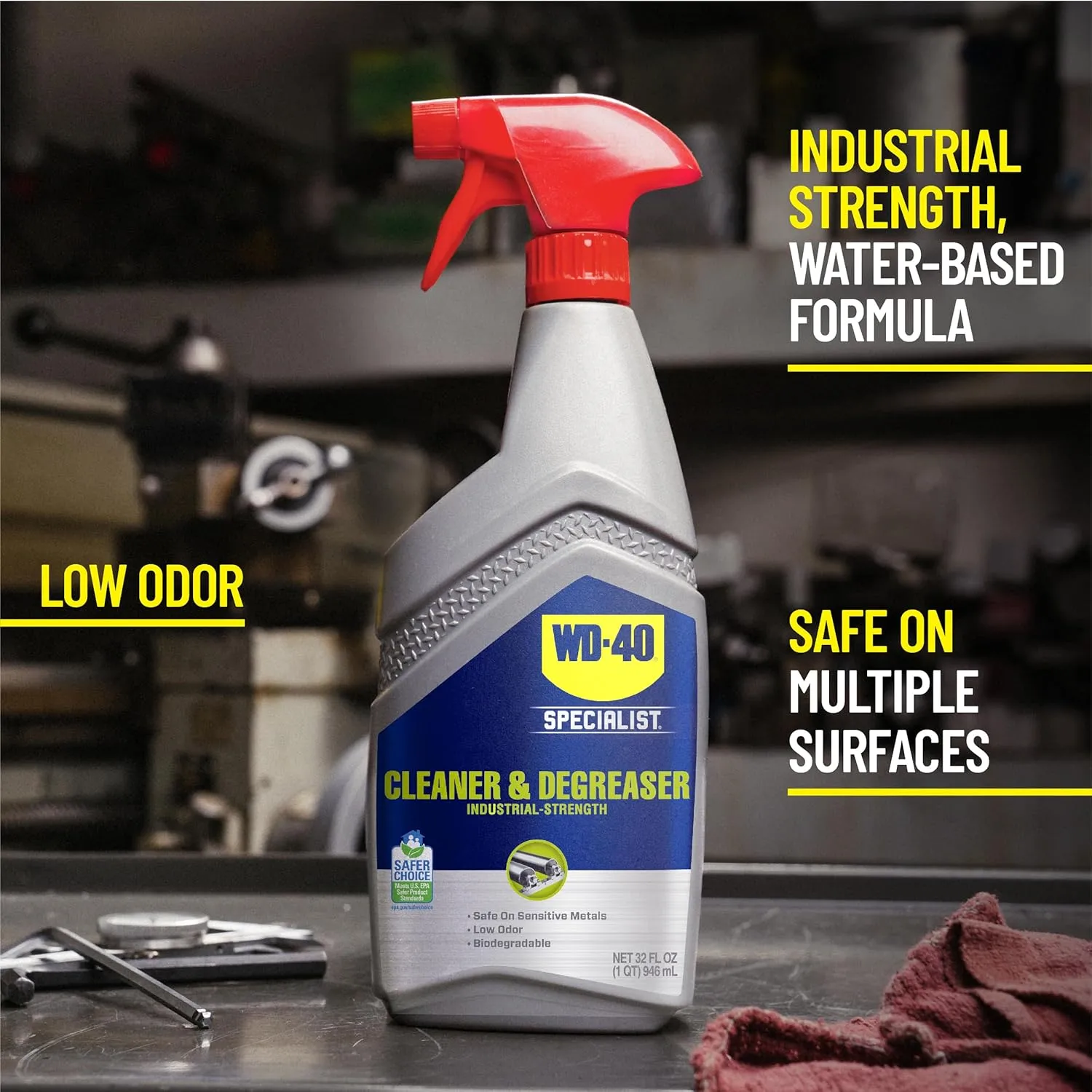WD-40 Specialist Cleaner & Degreaser, Multi-Surface Cleaning Solution, Great for cleaning grills and grill parts, 32 OZ [Non-Aerosol Trigger]