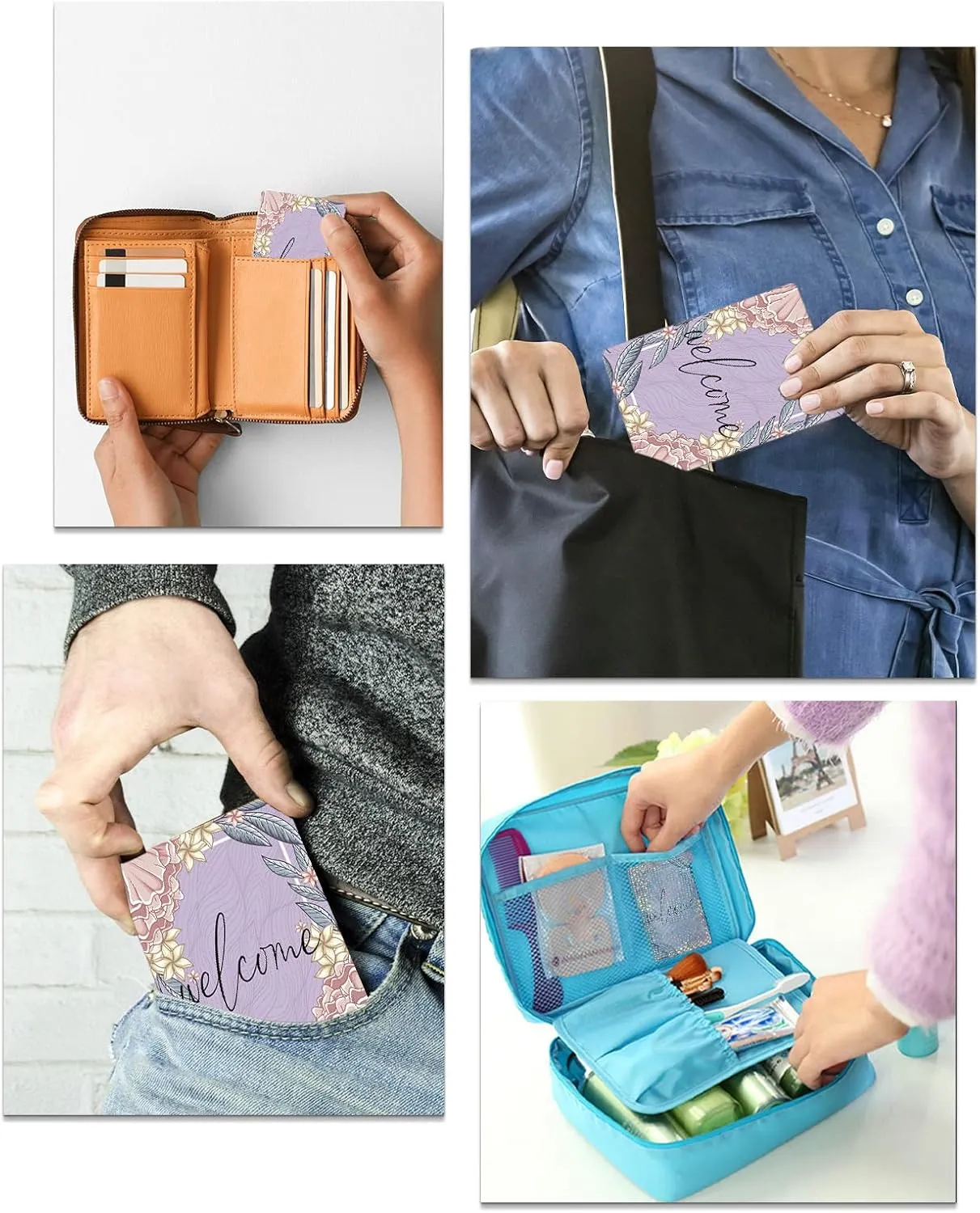 Welcome Summer Floral Purple Lace Small Compact Mirror for Purse, Abstract Thin Line Pattern Travel Makeup Mirror for Women Men, Rectangular Handheld Compact Pocket Mirror 1 PCS