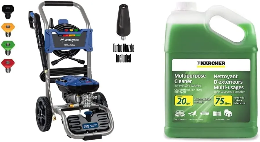 Westinghouse WPX3200e Electric Pressure Washer, 3200 PSI and 1.76 Max GPM & Karcher Pressure Washer Multi-Purpose Cleaning Soap Concentrate – for All Outdoor Surfaces – 1 Gallon