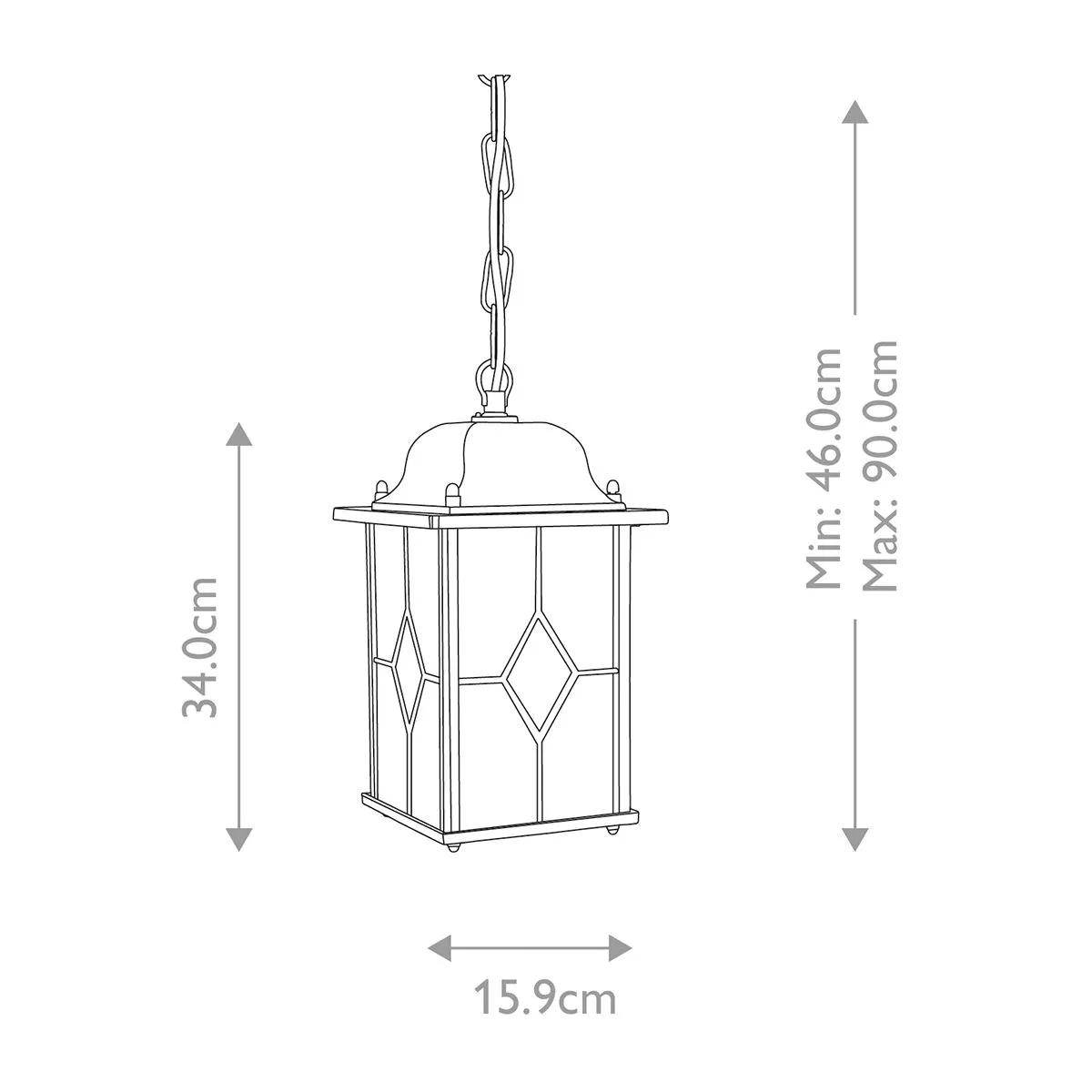 Wexford 1 Light Chain Lantern  | Black/Silver