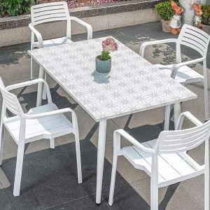 White Black Fitted Tablecloth Space Vortex Natural Geometry Myth Form Water Resistant, Windproof Table Protector for Dining Room Table Geometrty Fits up 4 Foot Tables