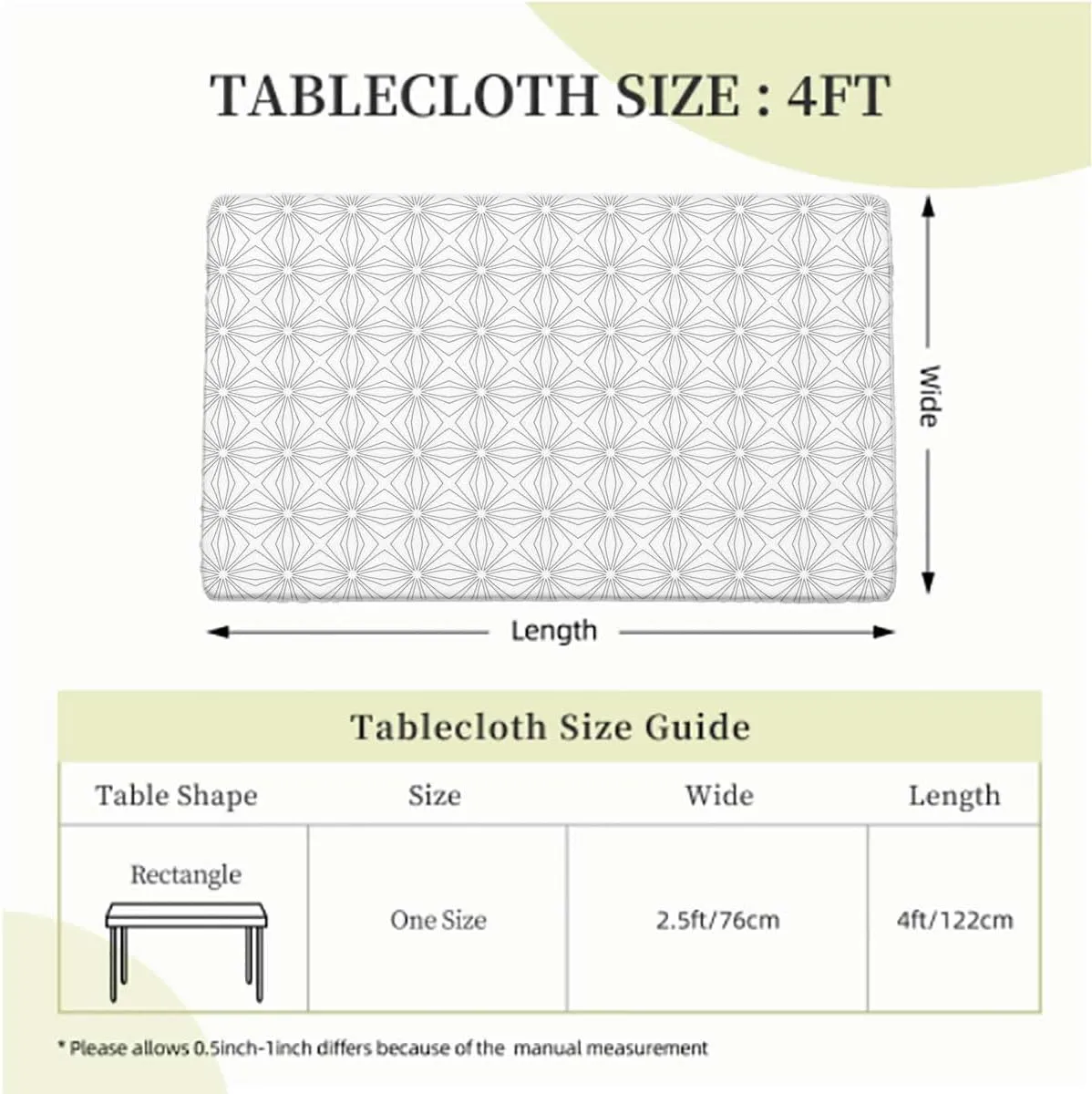 White Black Fitted Tablecloth Space Vortex Natural Geometry Myth Form Water Resistant, Windproof Table Protector for Dining Room Table Geometrty Fits up 4 Foot Tables