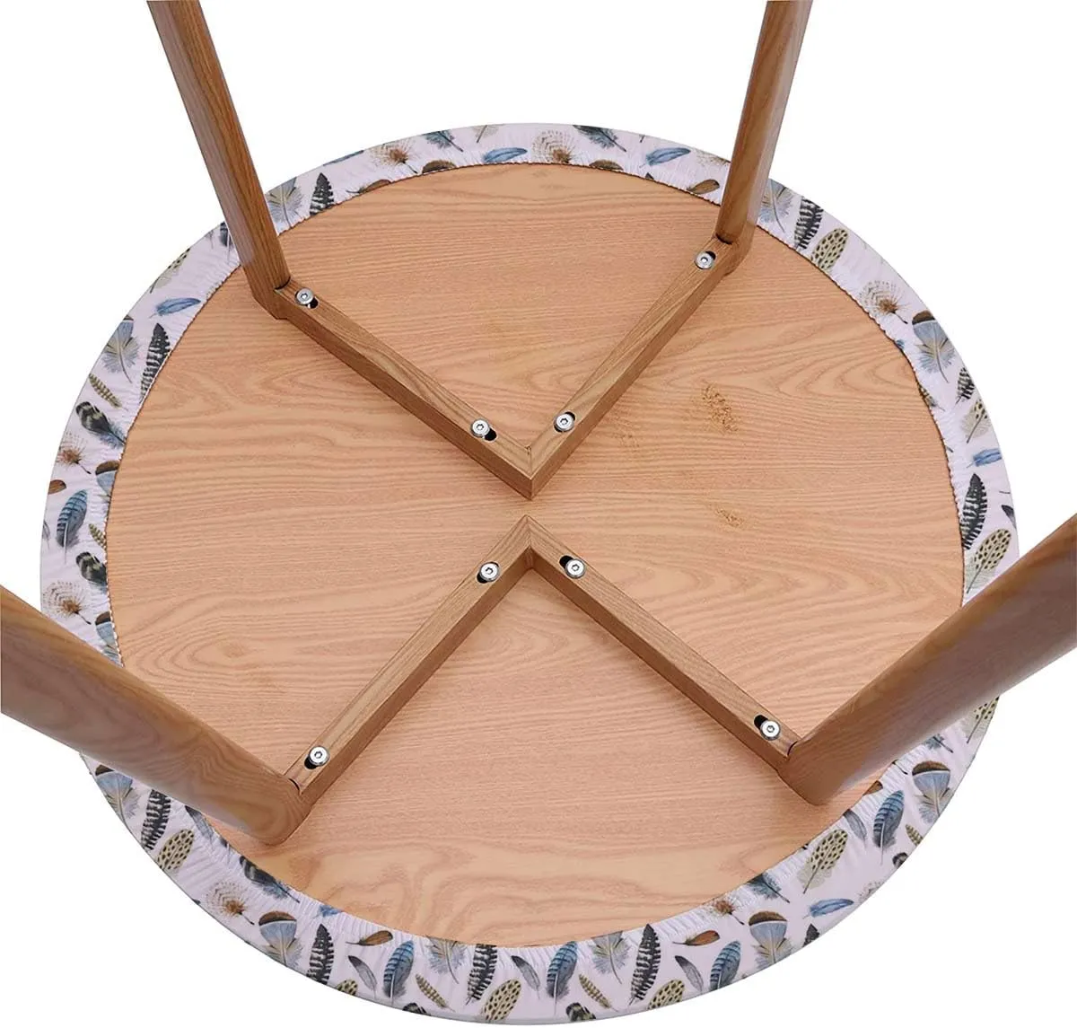 White Brown Round Tables Tablecloth Table Cloth Feathers Bohemian Concept Western Table Cloth Round Elastic Edge Fitted Table Cover Fashion Modern Fits up 40"-44" Diameter Tables
