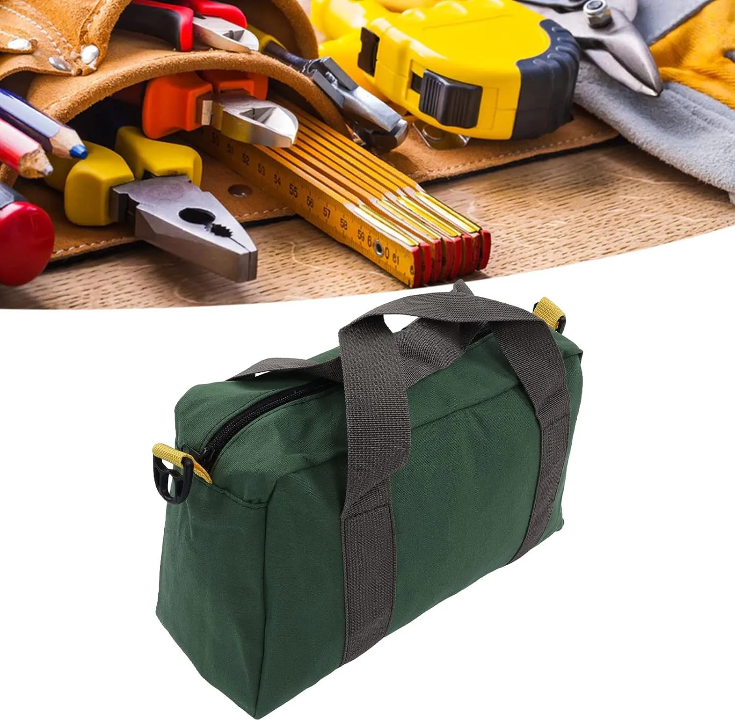 Wide Mouth Tool Bag, Multifunctional Portable Home Tool Organizer Tote Bag Storage Handbag High Capacity Tool Storage Bag for Vehicle Maintenance Carpentry Technicians (16in)