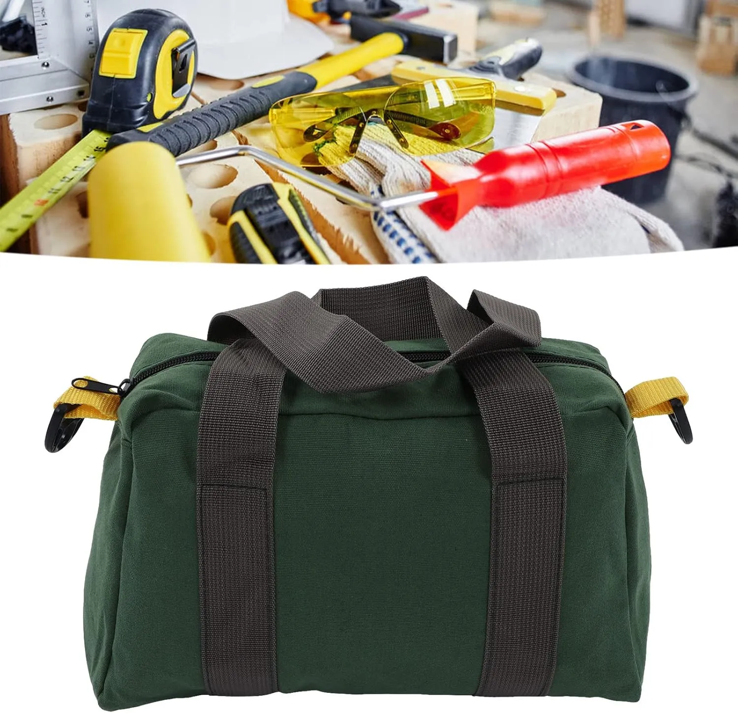 Wide Mouth Tool Bag, Multifunctional Portable Home Tool Organizer Tote Bag Storage Handbag High Capacity Tool Storage Bag for Vehicle Maintenance Carpentry Technicians (16in)