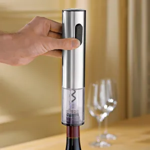 Wine Enthusiast - Electric Blue Corkscrew - Automatic Wine Opener Corkscrew - Push Button - Easy Open - Wine Key