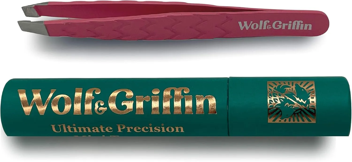 Wolf & Griffin Mini Tweezer | Professional Eyebrow Tweezers for Men & Women | Perfect for Facial Hair Removal | Stainless Steel
