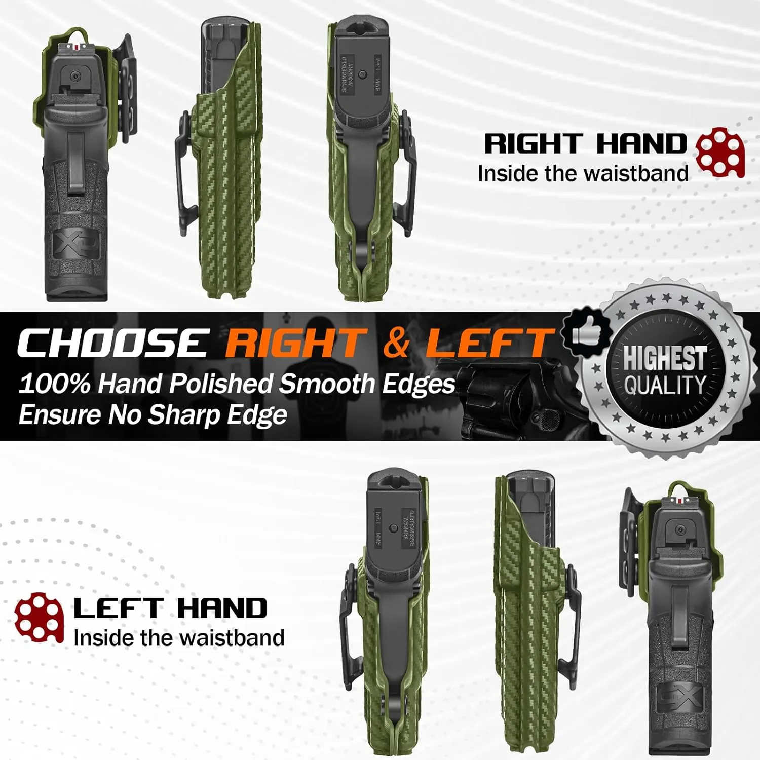XDS Holster XDS MOD 2 Holster IWB & OWB Kydex Fit: Springfield XD-S 3.3" & XD-S MOD.2 3.3" Pistol – 9mm / .40 S&W / .45 ACP – Adj. Cant Concealed Carry & 'Posi-Click' Retention – No Wear or Jitter