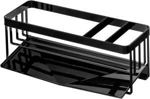 Yamazaki Home Tower Self-Draining Sponge and Soap Bottle Rack, Kitchen Sink Organizer Metal Holder with Removable Tray - Steel