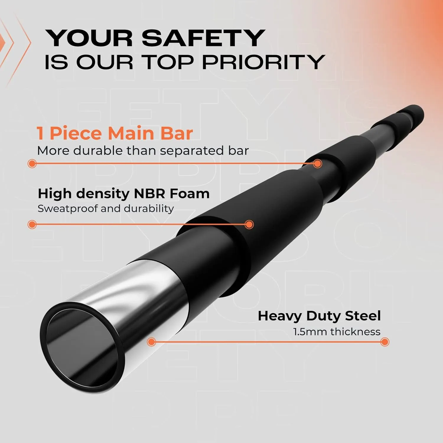 Yes4All Heavy Duty Doorway Pull-Up Bar - Multi-Grip, Solid Bar Construction