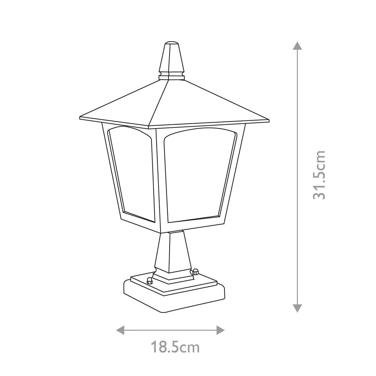 York 1 Light Pedestal Lantern | Black