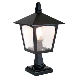 York 1 Light Pedestal Lantern | Black
