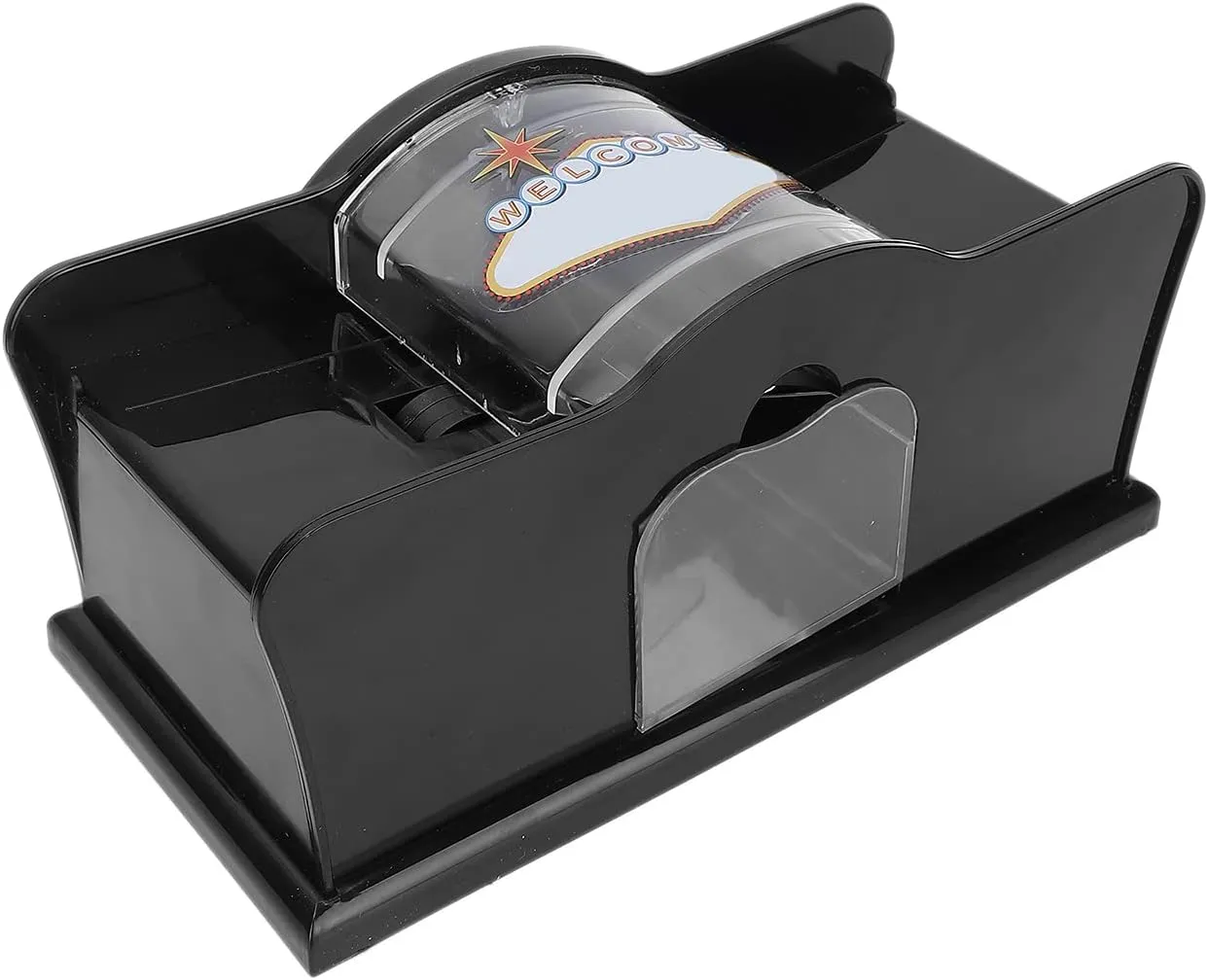 Zerone Manual Card Shuffler, 1 to 2 Deck Manual Card Shuffler Poker Playing Card Manual Card Shuffler with Hand Crank (Black)