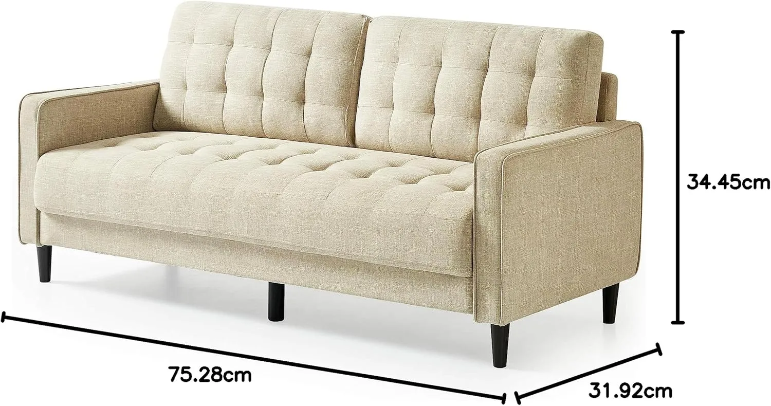 ZINUS Benton Sofa Couch, Grid Tufted Cushions, Easy, Tool-Free Assembly, Beige
