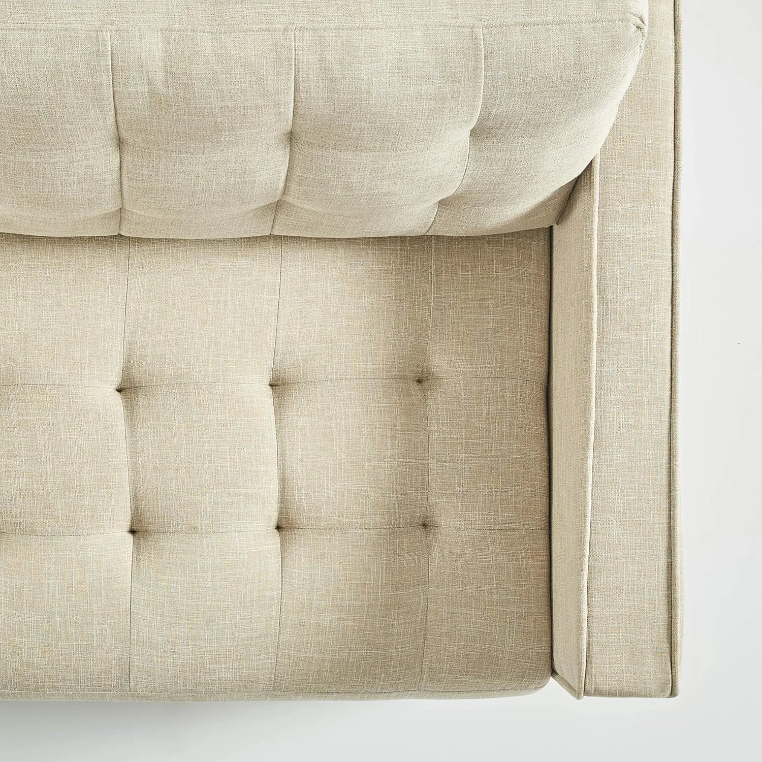 ZINUS Benton Sofa Couch, Grid Tufted Cushions, Easy, Tool-Free Assembly, Beige
