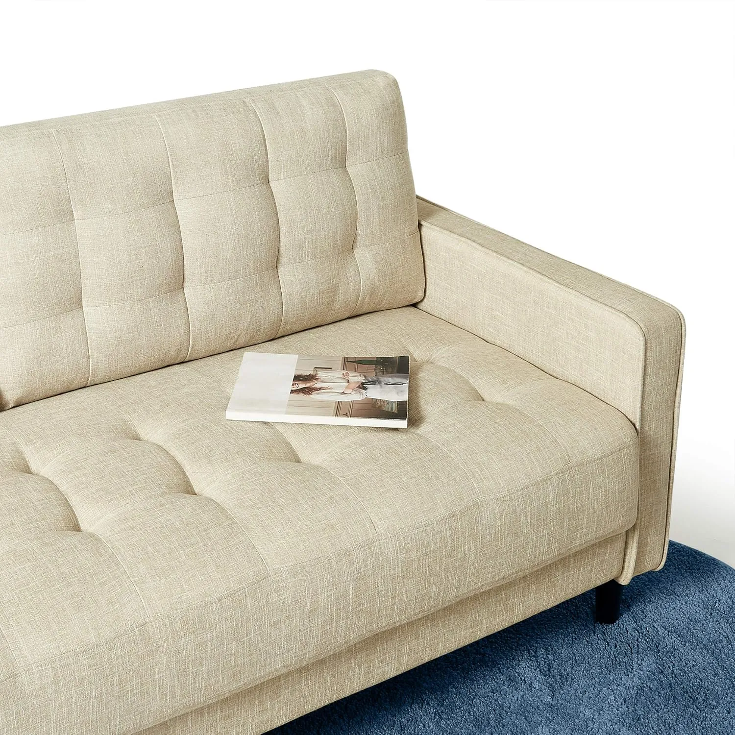 ZINUS Benton Sofa Couch, Grid Tufted Cushions, Easy, Tool-Free Assembly, Beige