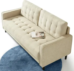 ZINUS Benton Sofa Couch, Grid Tufted Cushions, Easy, Tool-Free Assembly, Beige