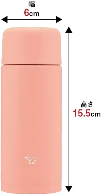 Zojirushi SM-MA25-PM Water Bottle, Seamless Stopper, Small Capacity, 8.5 fl oz (250 ml), Screw, Stainless Steel Mug, Dahlia Pink, Integrated Washer and Washer, Easy to Clean, Only 2 Pieces