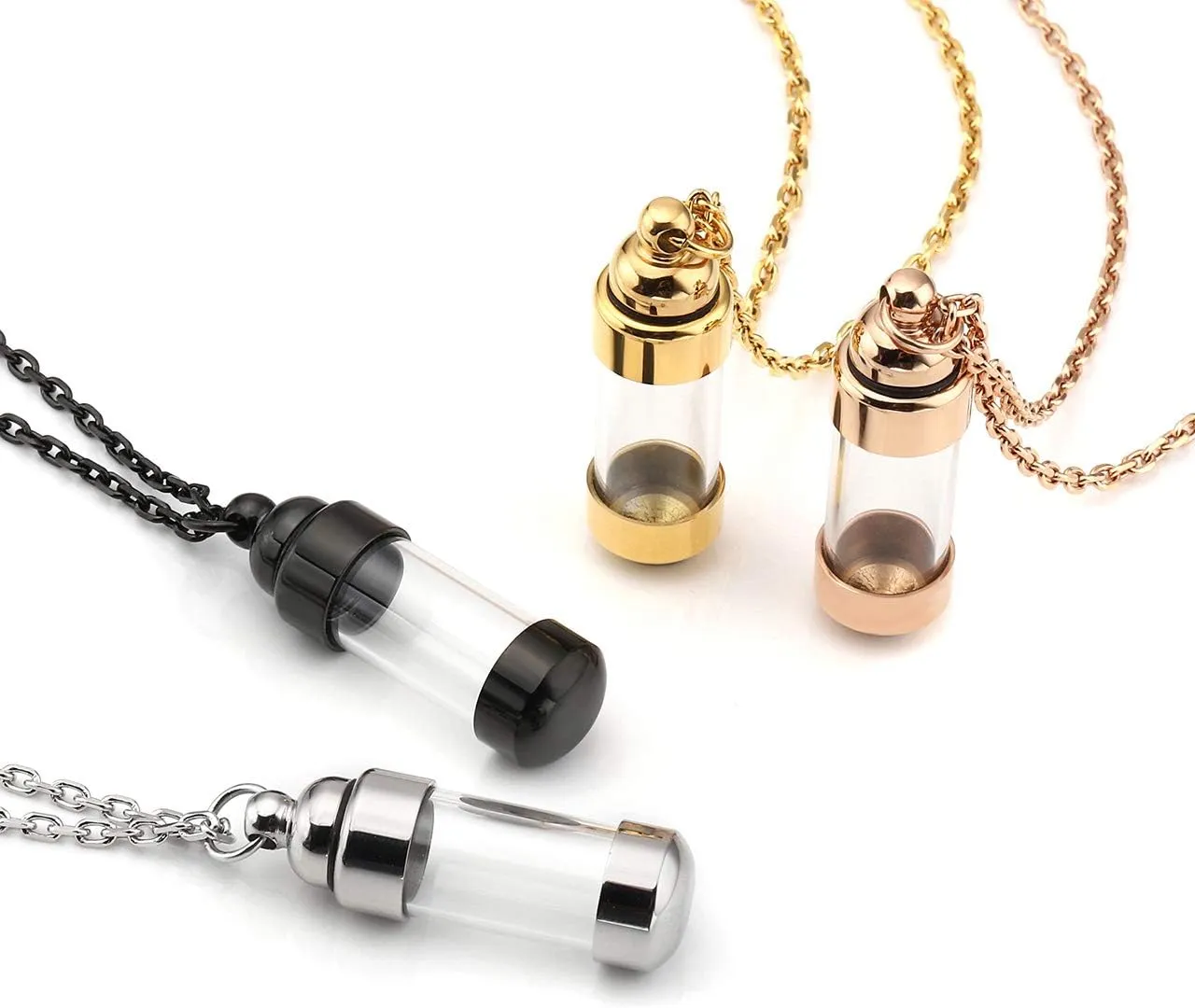 Zysta Personalized Engraving Acrylic Cylinder Urn Necklaces for Ashes Clear Glass Tube Vial Creamation Necklace Custom Ash Urns Locket Pendant Keepsake Memorial Jewelry